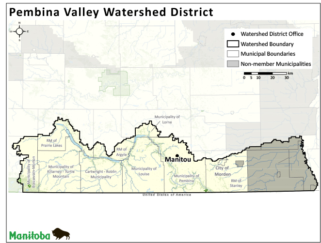 Map of Pembina Valley Watershed District