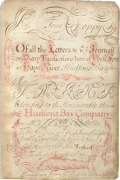 Journal de poste de traite de York Factory, rédigé  par James Knight, 1714-1715, folio 1.
