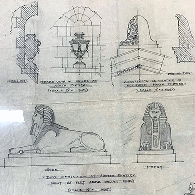 Sketches  of sculptures and carvings for Manitoba Legislative Building