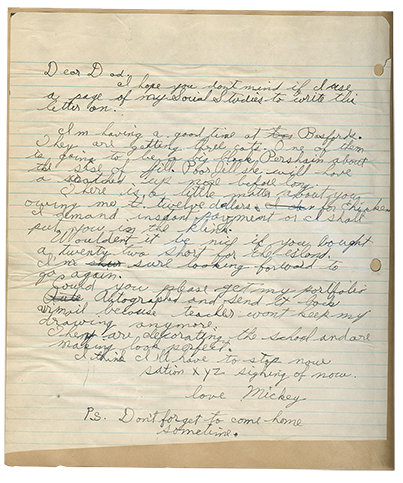 Letter to Ralph Maybank from his son, Michael