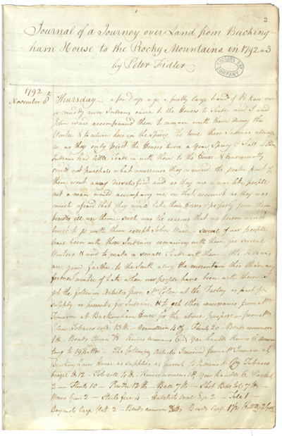 Journal of a Journey over Land from Buckingham House to the Rocky Mountains in 1792 a 3 by Peter Fidler